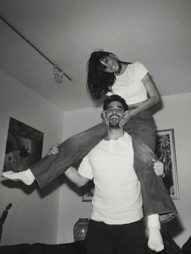Playful couple enjoying a date in London